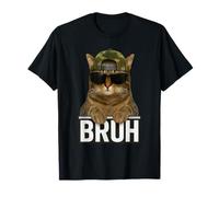 Bruh Cat Lunettes de Soleil Camouflage Cap Meme Feline Street Style T-Shirt