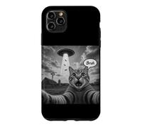 Bruh Cat Selfie UFO Alien Vaisseau Spatial Effrayant Chat Meme Graphic Coque pour iPhone 11 Pro Max