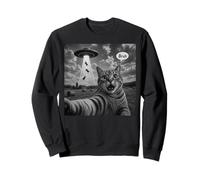 Bruh Cat Selfie UFO Alien Vaisseau Spatial Effrayant Chat Meme Graphic Sweatshirt