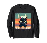 Bruh Cat What The Sigma Funny Meme Vintage pour enfants et jeunes Manche Longue