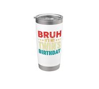 Bruh, c'est l'anniversaire de mon jumeau, frère jumeau vintage, sœur Gobelet isotherme en acier inoxydable double paroi