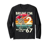 Bruh I'm 2 But One-Day I'll Be 67 Retro 2nd Birthday Kids Manche Longue