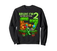 Bruh I'm 2 But One-Day I'll Be 67 Retro 2nd Birthday Kids Sweatshirt