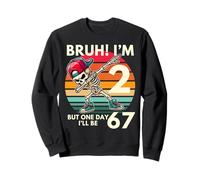 Bruh I'm 2 But One-Day I'll Be 67 Retro 2nd Birthday Kids Sweatshirt