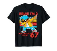 Bruh I'm 2 But One-Day I'll Be 67 Retro 2nd Birthday Kids T-Shirt