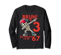Bruh I'm 3 But One-Day I'll Be 67 Retro 3rd Birthday Kids Manche Longue