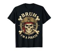 Bruh I'm a Pirate Skull Lazy Costume Halloween Humor T-Shirt