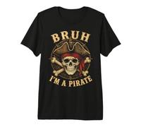 Bruh I'm a Pirate Skull Lazy Costume Halloween Humor T-Shirt Haut de Gamme