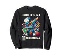 Bruh It's My 11th Birthday Pixel Dab 11 Bday Gamer Boys Kids Sweatshirt