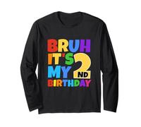 Bruh It's My 2nd Birthday Funny 2 Ans Party Age 2 Kids Manche Longue
