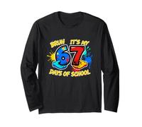 Bruh It's My 67 Days of School Funny Six Seven Hands Meme Manche Longue