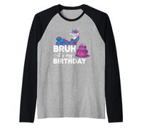 Bruh It's My Birthday Funny Lama Cake Celebration Manche Raglan