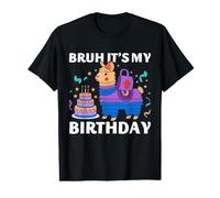 Bruh It's My Birthday Llama Pinata pour garçon et Fille T-Shirt Graphique avec Valeur