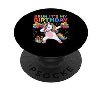 Bruh It's My Birthday Unicorn Dab Rainbow Fête d'anniversaire PopSockets PopGrip Adhésif