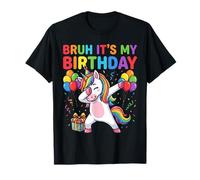 Bruh It's My Birthday Unicorn Dab Rainbow Fête d'anniversaire T-Shirt