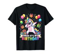 Bruh It's My Birthday Unicorn Dabbing Rainbow Fête d'anniversaire T-Shirt