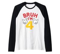 Bruh, J'Ai 4 Ans, Cadeaux pour garçons et Filles, C'est Mon 4e Anniversaire Manche Raglan