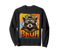 Bruh Raccoon Meme Cool Retro Camo Hat Slang Kids Adolescents Garçons Sweatshirt