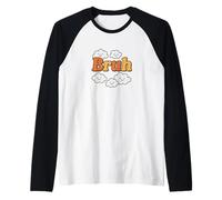 Bruh Retro Bubble Typographie avec Mème Nuages Sourire Mignon Manche Raglan