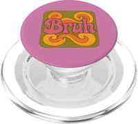 Bruh Retro Bubble Typographie avec Mème Nuages Sourire Mignon PopSockets PopGrip pour MagSafe