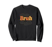 Bruh Retro Bubble Typographie avec Mème Nuages Sourire Mignon Sweatshirt