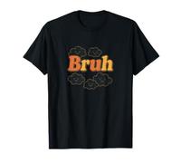 Bruh Retro Bubble Typographie avec Mème Nuages Sourire Mignon T-Shirt