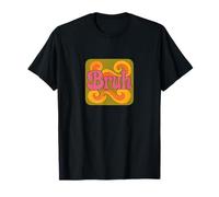 Bruh Retro Bubble Typographie avec Mème Nuages Sourire Mignon T-Shirt