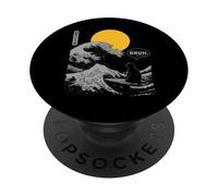Bruh. The Great Wave Kanagawa Chat Japonais Surfeur Amusant PopSockets PopGrip Adhésif
