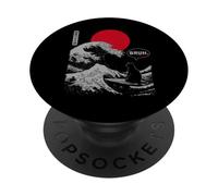 Bruh. The Great Wave Kanagawa Chat Japonais Surfeur Amusant PopSockets PopGrip Adhésif