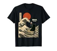 Bruh The Great Wave Kanagawa Chat Japonais Surfeur Homme Femme T-Shirt