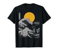 Bruh. The Great Wave Kanagawa Japanese Funny Surf T-Rex T-Shirt