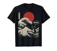 Bruh. The Great Wave Kanagawa Japanese Funny Surf T-Rex T-Shirt