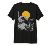 Bruh. The Great Wave Kanagawa Japanese Funny Surf T-Rex T-Shirt Haut de Gamme