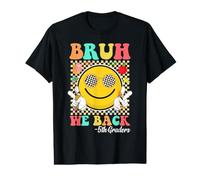 Bruh We Back 5th Graders Cute Groovy Smile Face 5th Grade T-Shirt Graphique avec Valeur