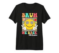 Bruh We Back 5th Graders Cute Groovy Smile Face 5th Grade T-Shirt Haut de Gamme