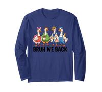 Bruh We Back Funny Duck Squad Rack to School Teacher Kids Manche Longue
