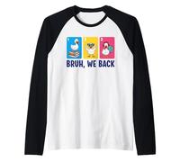 Bruh We Back Funny Duck Squad Rack to School Teacher Kids Manche Raglan
