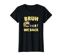 Bruh We Back to School Bus Graphic T-Shirt Graphique avec Valeur, Femme, Noir, S