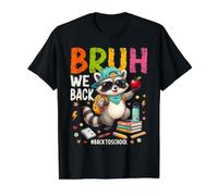 Bruh We Back to School Raccoon Back to School Teachers Students T-Shirt Graphique avec Valeur, Homme, Noir, M