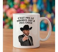 Bruhle Mug Parodie Chuck Norris - Tasse Recto-Verso Céramique 325ml C'est Chuck qui a Pris le Paradis - Humour Culte & Facts - Idée Cadeau Originale Homme, Papa, Collègue