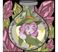 Bruja Encantada: Cuaderno con ilustración de brujita con cristales.