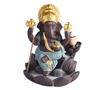 Brûle-encens à refoulement en céramique Ganesh - Éléphant - Dieu éléphant - Statue de Ganesh - Vert