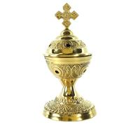 Brûle encens en Laiton avec Croix et poignée de13cm - Encens Religieux - Culte Chrétien en Laiton
