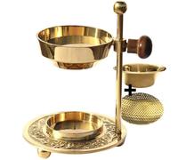 Brûle-encens, encensoir, réglable en hauteur, en laiton doré, pour brûler de l’encens ou des résines grâce aux plaques supplémentaires