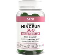 Eafit Gummies minceur Minceur 360 – Coupe‑faim & brûleur – Chrome – Pomme sans sucre – 60 gummies