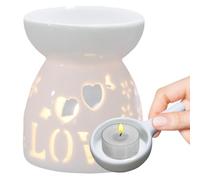 Brule Parfum - 9x7x7cm Lampe De Parfum De Nuit en Céramique, Bruleur Bougie, Bougeoir Diffuseur, Porte-Bougie Chauffe-Plat, pour Anniversaire, Saint Valentin, Décoration Maison, Méditation