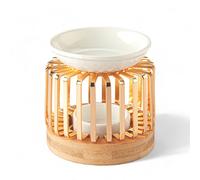 Brûle-Parfum Aero - Brûleur Senteurs - Mariage Métal Céramique et Bois - Aromathérapie Facile - Atmosphère Parfumée -Objet Artisanat Raffiné - Intérieur Moderne parfumé -50 ML - H 9,5cm - Zen’Arôme