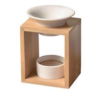 Brûle Parfum Arina - Brûleur Fondant Cire Parfumée - Diffuseur Huile Essentielle et Parfum d’Ambiance - Bougeoir Aromathérapie Porte Bougie en Bois et Céramique Décoratif - Hauteur: 12 cm - Zen’Arôme