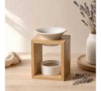 Zen'Arôme Brûle-parfum Arina - Bois et céramique, diffuseur huile essentielle, 12 cm