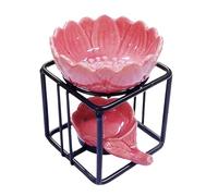 Brûle Parfum | Brûleur À Huile Essentielle, Fondants Parfumés, Brûleur De Cire en Céramique, Support D'aromathérapie Chauffe-Cire Assorti, Diffuseur Parfumé Bougie À Motif Floral, 8x8.5x9.5cm
